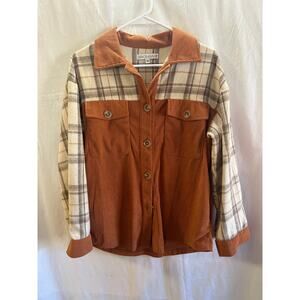 Grace + Emma Corduroy and Plaid Shacket – Size XS (P2P 21”)